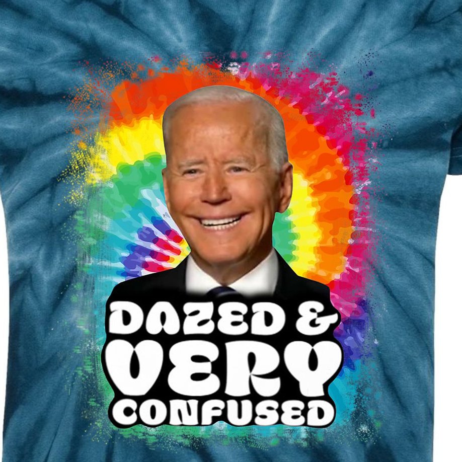Biden Dazed And Very Confused Tiedye Funny Anti Joe Biden Kids Tie-Dye T-Shirt