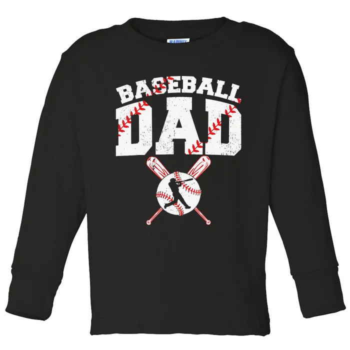 Baseball Dad Apparel Dad Baseball Father's Day Toddler Long Sleeve Shirt