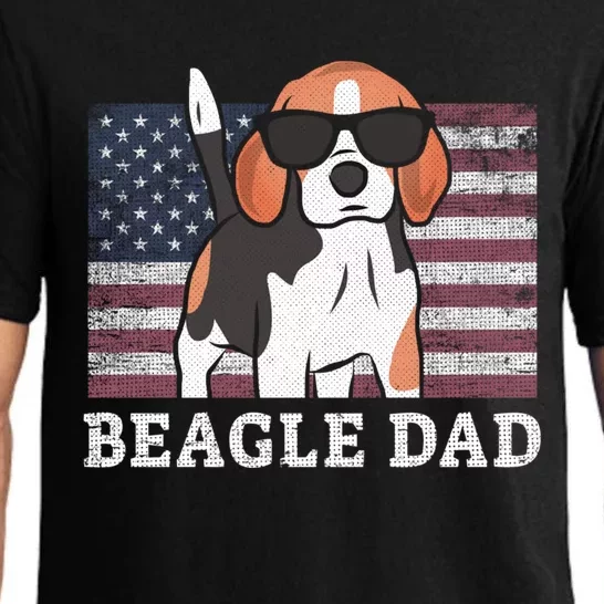 Beagle Dad American Flag 4th Of July Patriotic Beagle Design Funny Gift Pajama Set