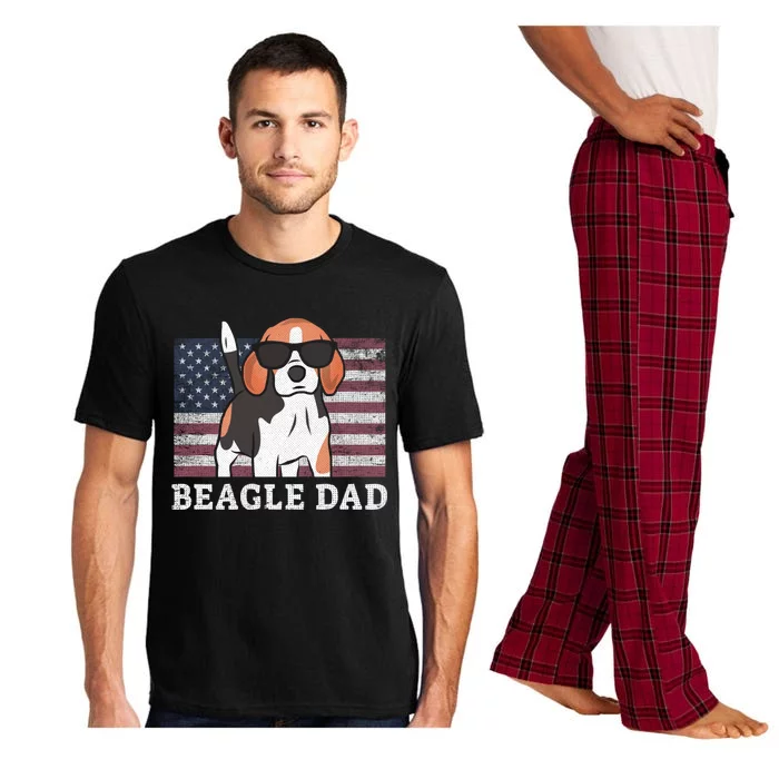 Beagle Dad American Flag 4th Of July Patriotic Beagle Design Funny Gift Pajama Set