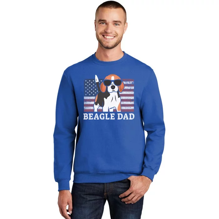 Beagle Dad American Flag 4th Of July Patriotic Beagle Design Funny Gift Sweatshirt