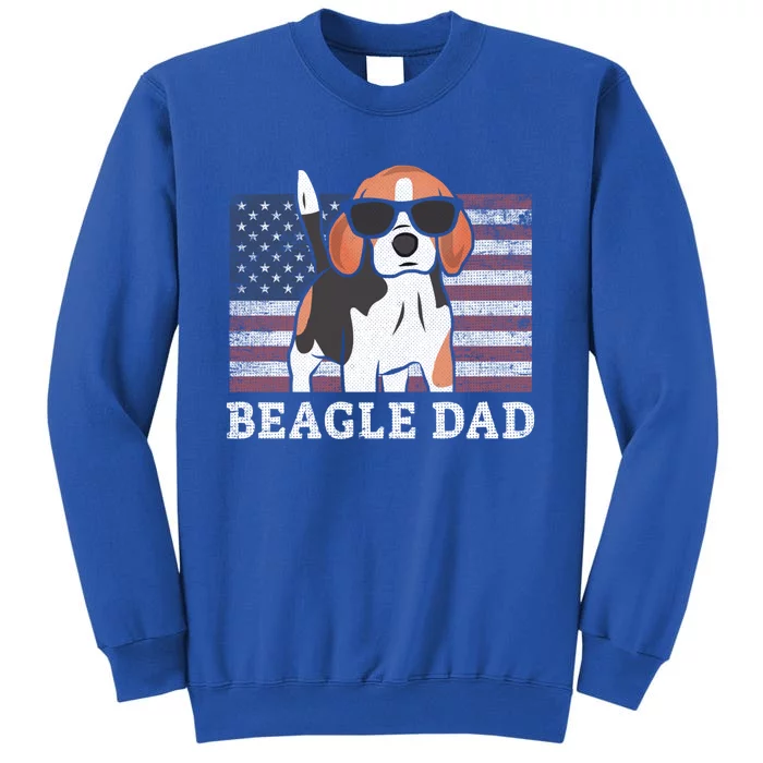 Beagle Dad American Flag 4th Of July Patriotic Beagle Design Funny Gift Sweatshirt