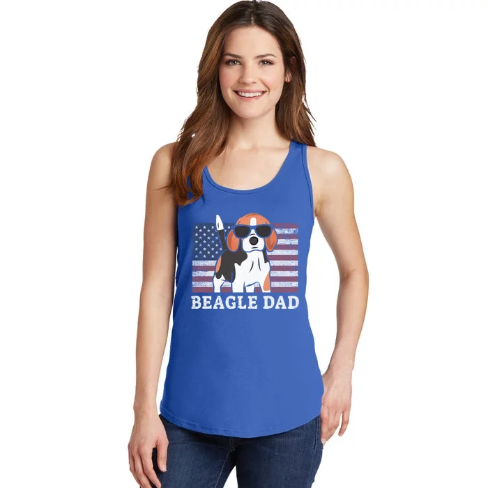 Beagle Dad American Flag 4th Of July Patriotic Beagle Design Funny Gift Ladies Essential Tank