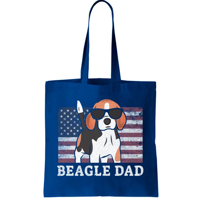 Beagle Dad American Flag 4th Of July Patriotic Beagle Design Funny Gift Tote Bag