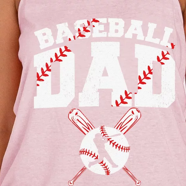 Baseball Dad Apparel Dad Baseball Fathers Day Women's Knotted Racerback Tank