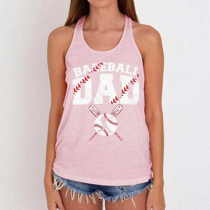 Baseball Dad Apparel Dad Baseball Fathers Day Women's Knotted Racerback Tank