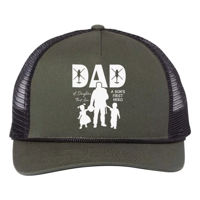 Blackhawk - Dad, A Daughter's First Love, A Son's First Hero Retro Rope Trucker Hat Cap