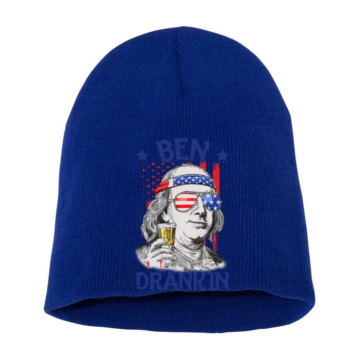 Ben Drankin American Flag 4th Of July Funny Patriot Usa Great Gift Short Acrylic Beanie