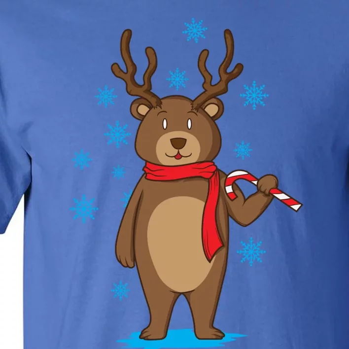 Bear Dressed As Reindeer With Candy Cane Xmas Gift Tall T-Shirt