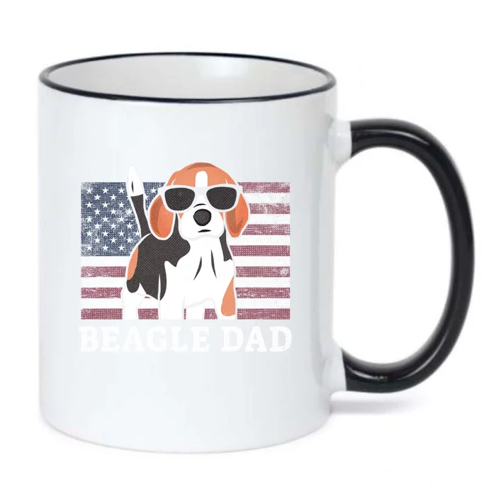 Beagle Dad American Flag 4th Of July Patriotic Beagle Design Great Gift Black Color Changing Mug