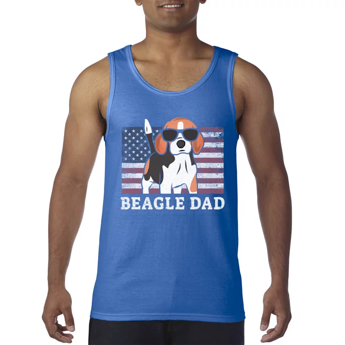 Beagle Dad American Flag 4th Of July Patriotic Beagle Design Great Gift Tank Top