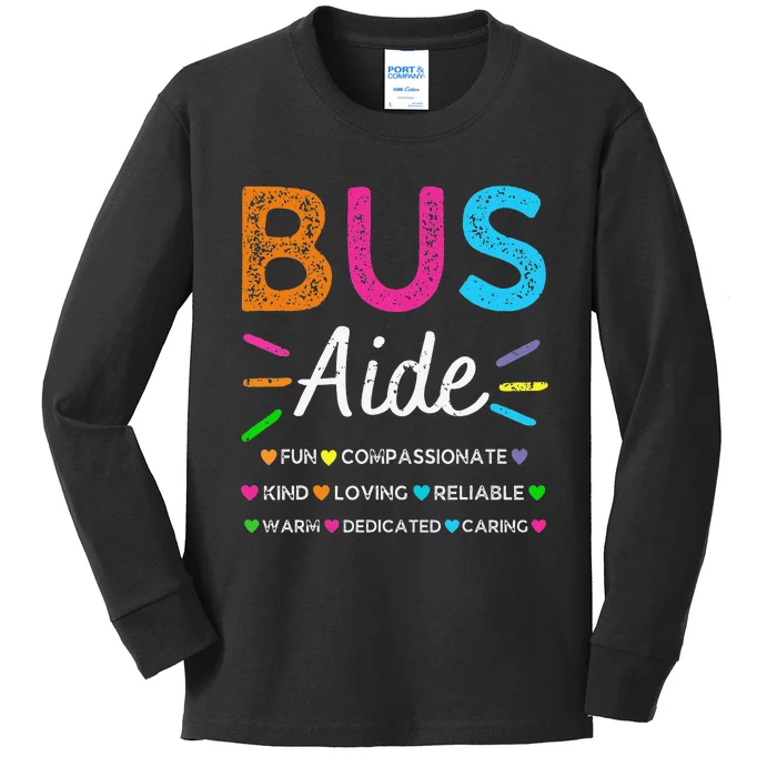 Bus Driver Aide Back to School Matching Group Squad Kids Long Sleeve Shirt