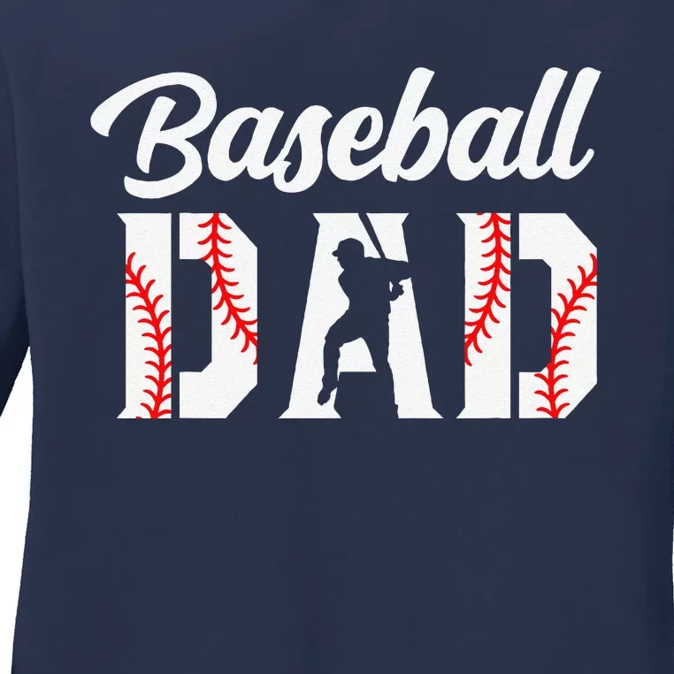 Baseball Dad Apparel Dad Baseball Ladies Long Sleeve Shirt