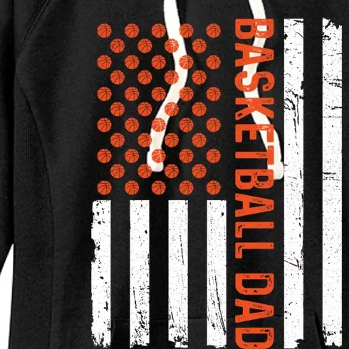 Basketball Dad American Flag Basketball Family Gift Great Gift Women's Fleece Hoodie