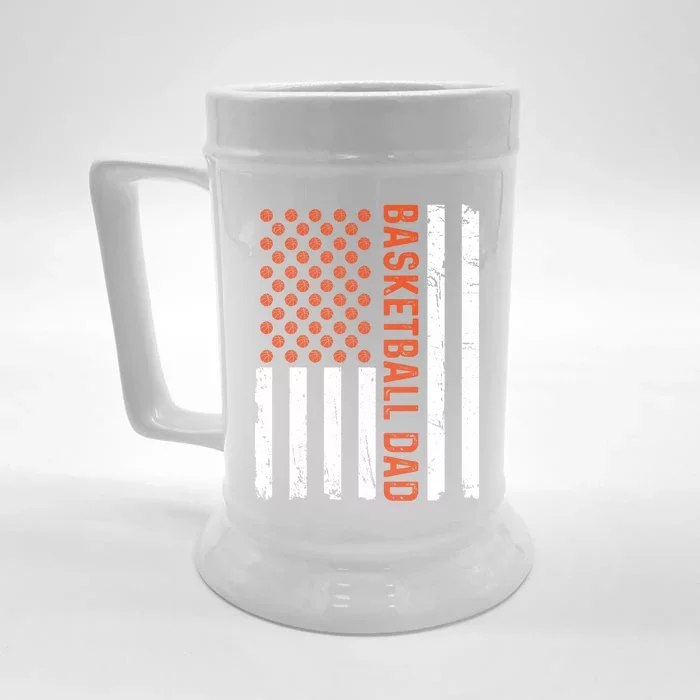 Basketball Dad American Flag Basketball Family Gift Great Gift Front & Back Beer Stein