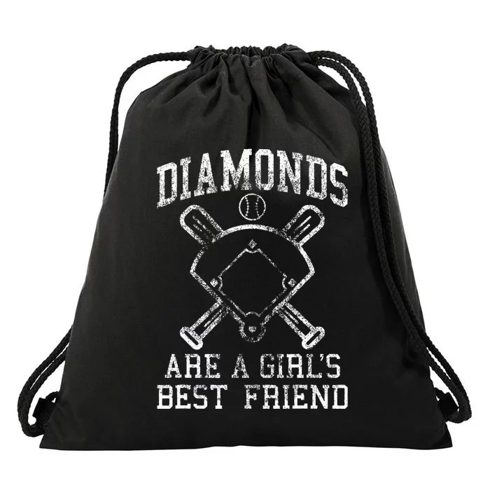 Baseball Diamonds Are A Best Friend Baseball Drawstring Bag