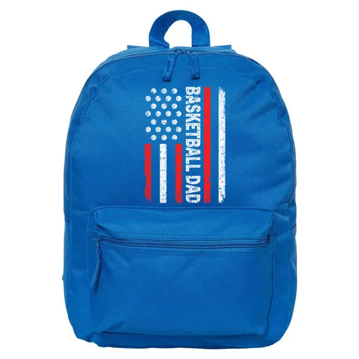 Basketball Dad American Flag Dad Basketball Father's Day Gift 16 in Basic Backpack