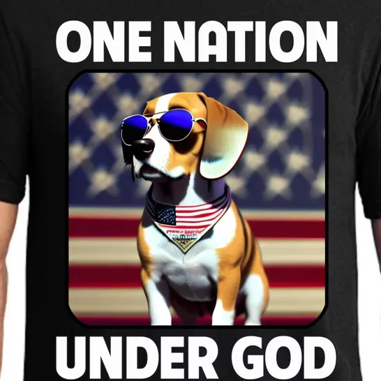 Beagle Dog American Flag One Nation Under God Patriotic Great Gift Pajama Set