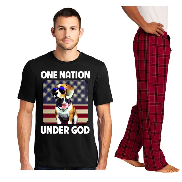 Beagle Dog American Flag One Nation Under God Patriotic Great Gift Pajama Set