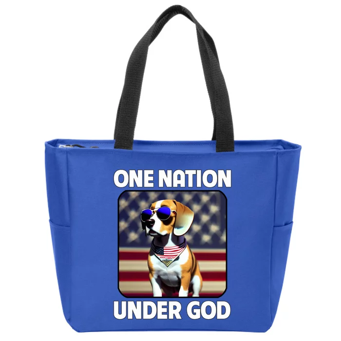 Beagle Dog American Flag One Nation Under God Patriotic Great Gift Zip Tote Bag