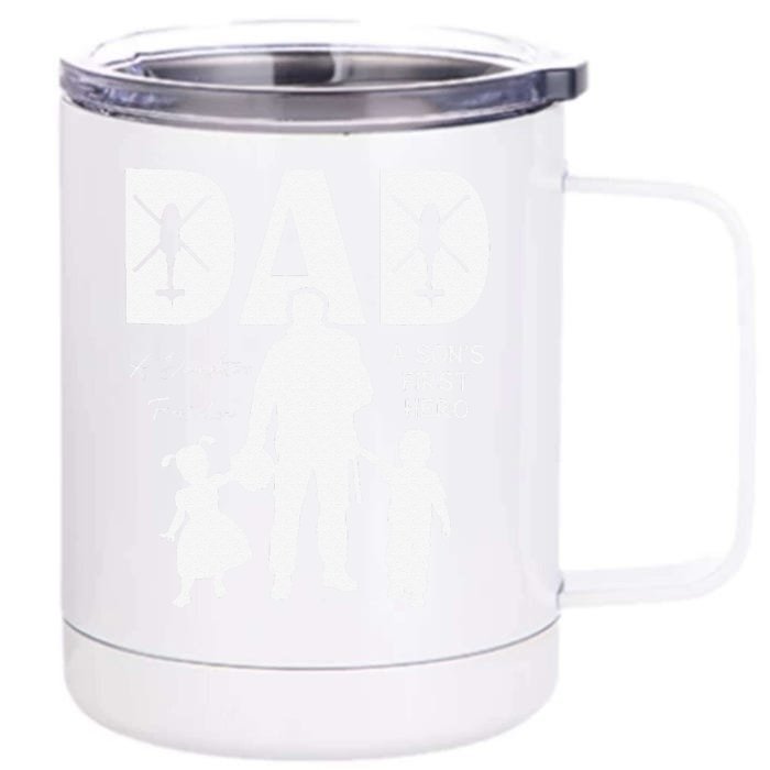 Blackhawk Dad A Daughter's First Love A Son's Hero Front & Back 12oz Stainless Steel Tumbler Cup