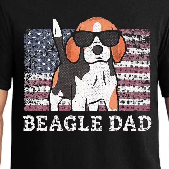 Beagle Dad American Flag 4th of July Patriotic Beagle Design Pajama Set