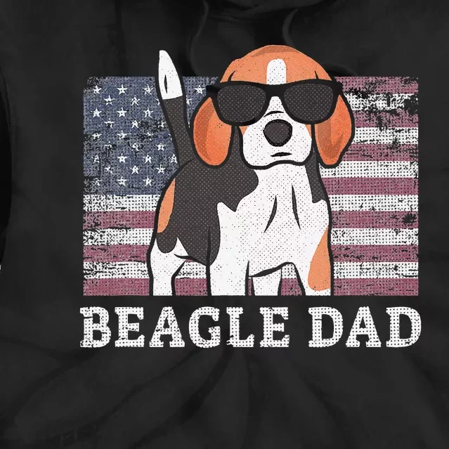 Beagle Dad American Flag 4th of July Patriotic Beagle Design Tie Dye Hoodie