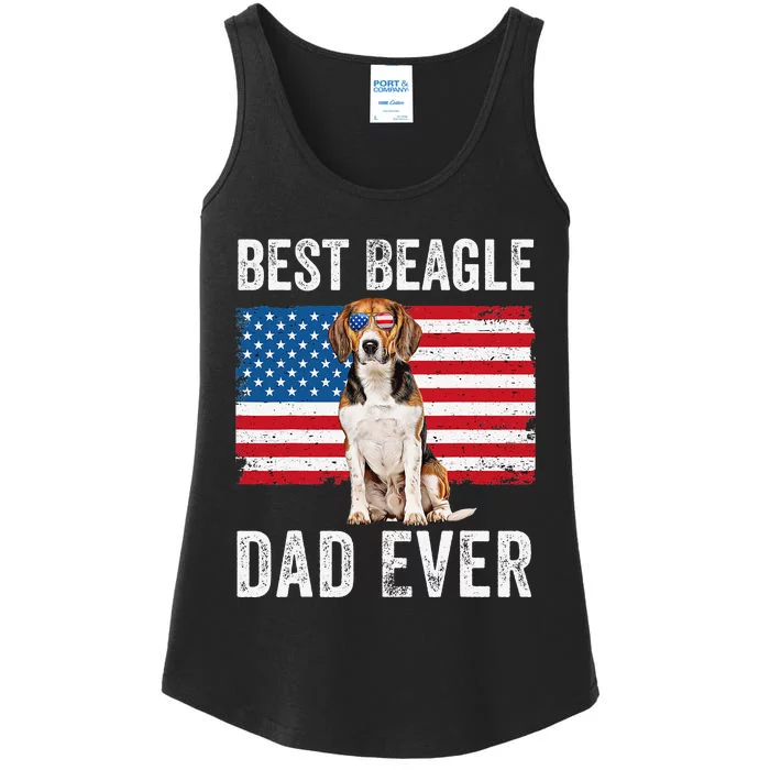 Beagle Dad American Flag Dog Lover Owner Fathers Day Funny Ladies Essential Tank