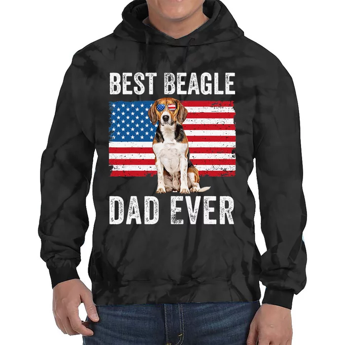 Beagle Dad American Flag Dog Lover Owner Fathers Day Funny Tie Dye Hoodie