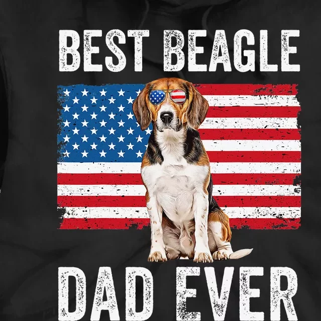 Beagle Dad American Flag Dog Lover Owner Fathers Day Funny Tie Dye Hoodie