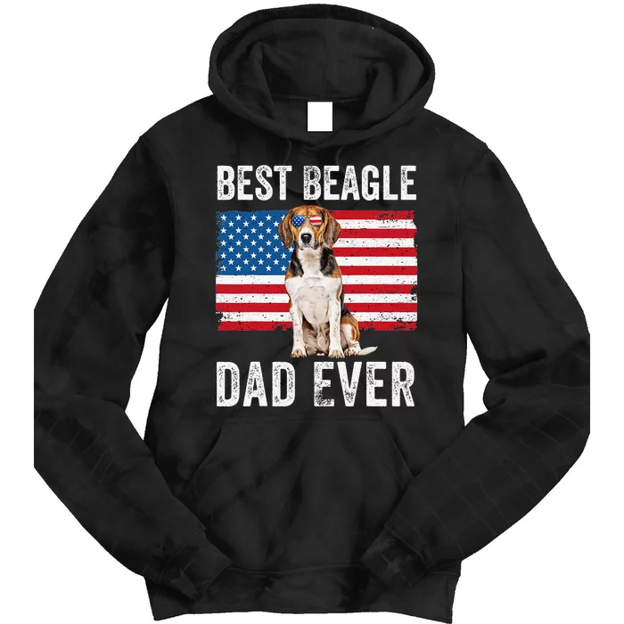 Beagle Dad American Flag Dog Lover Owner Fathers Day Funny Tie Dye Hoodie