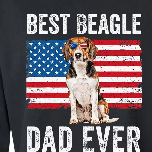 Beagle Dad American Flag Dog Lover Owner Fathers Day Funny Cropped Pullover Crew