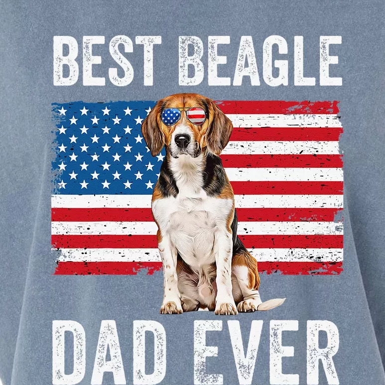 Beagle Dad American Flag Dog Lover Owner Fathers Day Funny Garment-Dyed Women's Muscle Tee