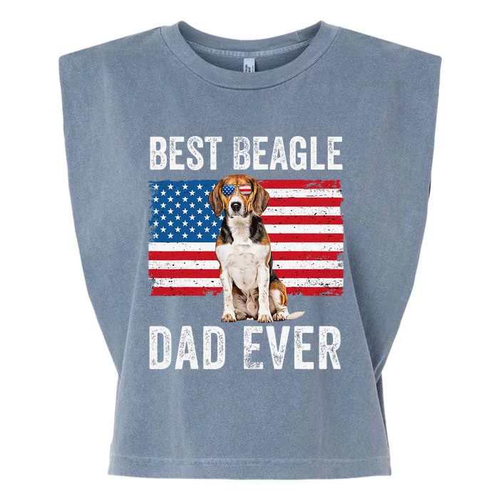 Beagle Dad American Flag Dog Lover Owner Fathers Day Funny Garment-Dyed Women's Muscle Tee