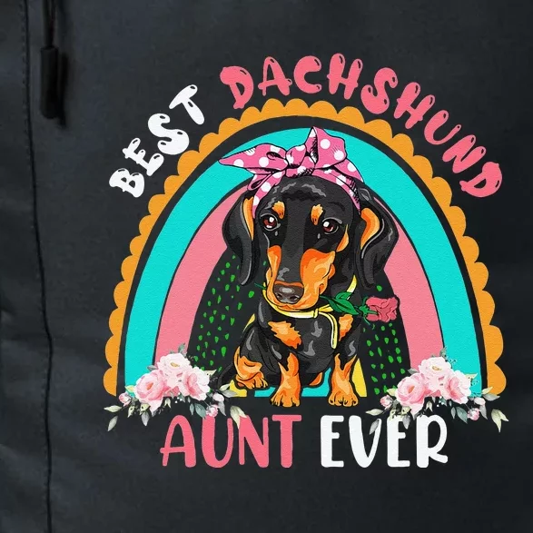 Best Dachshund Aunt Ever Cute Rainbow Flowers Dog Lover Daily Commute Backpack