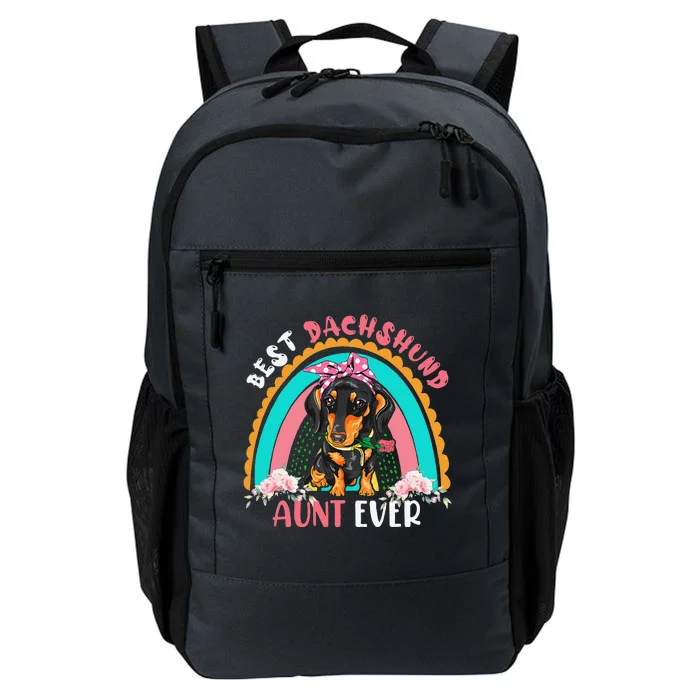 Best Dachshund Aunt Ever Cute Rainbow Flowers Dog Lover Daily Commute Backpack