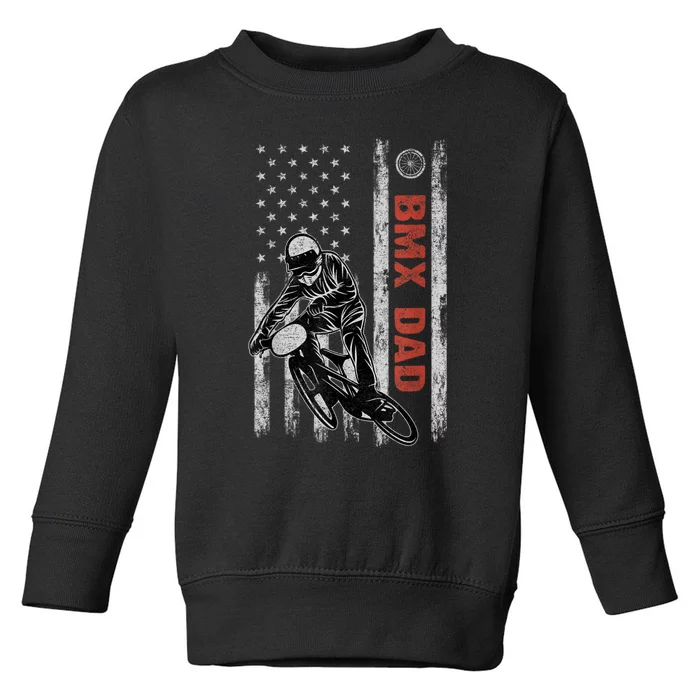 BMX Dad American Flag Fathers Day 4th Of July Gift Toddler Sweatshirt