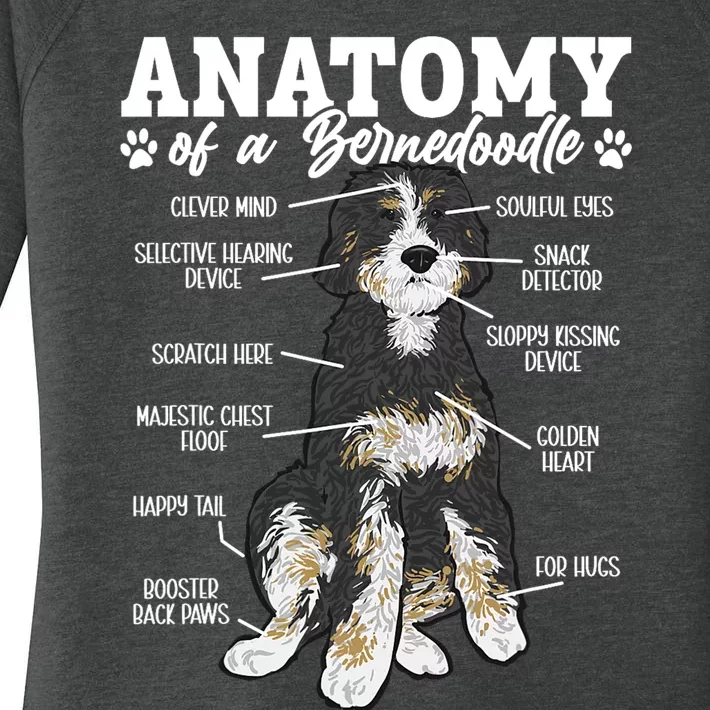 Bernedoodle Dog Anatomy Of A Bernedoodle Women's Perfect Tri Tunic Long Sleeve Shirt