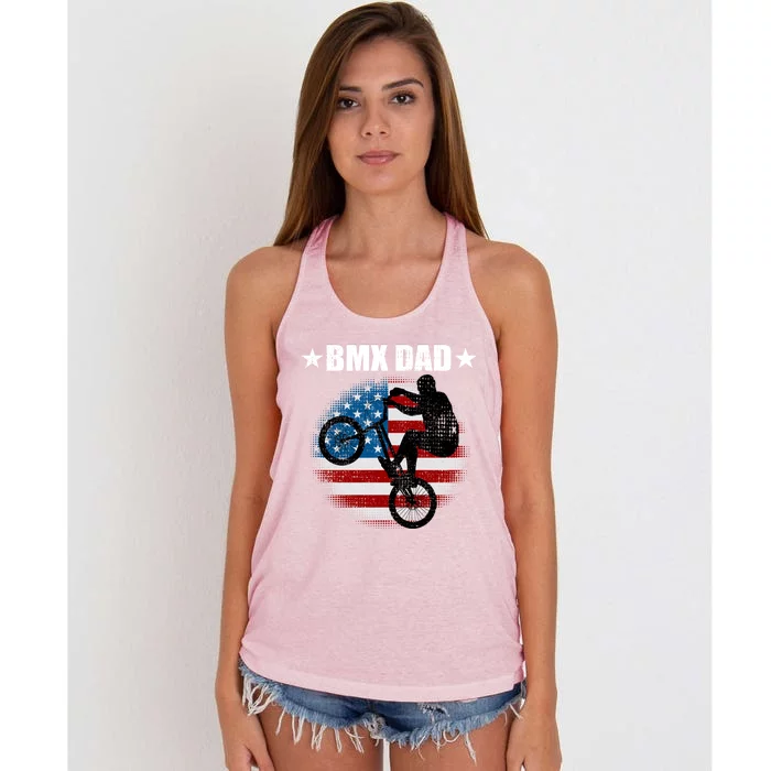 Bmx Dad American Flag Vintage Great Gift Women's Knotted Racerback Tank