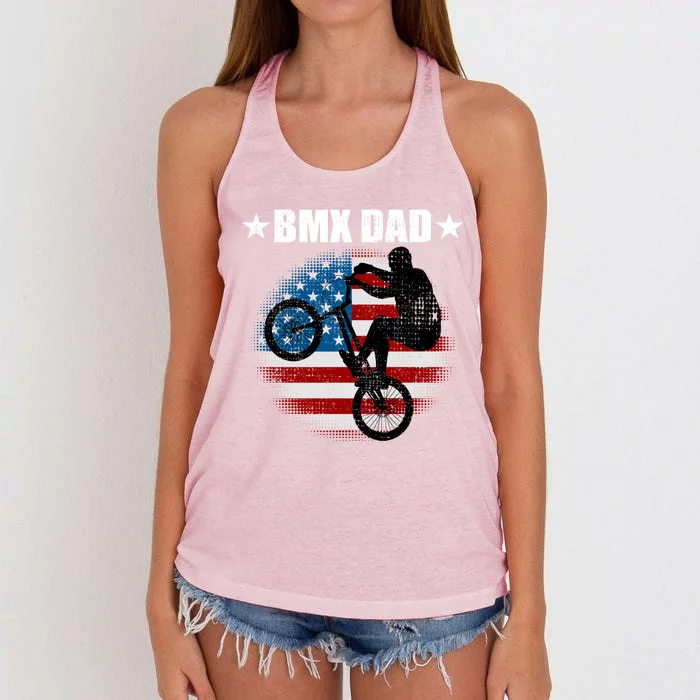 Bmx Dad American Flag Vintage Great Gift Women's Knotted Racerback Tank