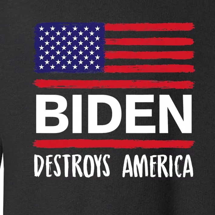 Biden Destroys America Anti Joe Biden USA Flag Toddler Sweatshirt