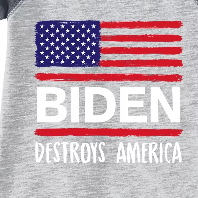 Biden Destroys America Anti Joe Biden USA Flag Infant Baby Jersey Bodysuit