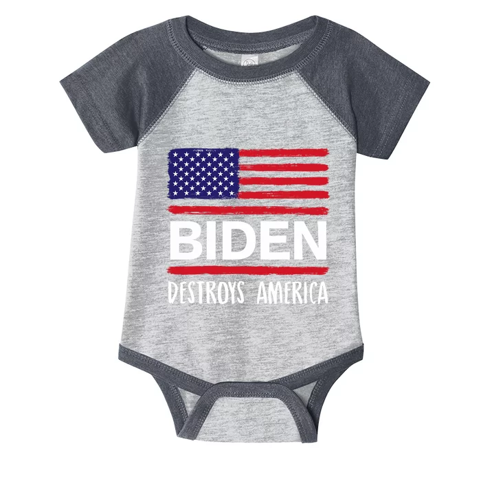 Biden Destroys America Anti Joe Biden USA Flag Infant Baby Jersey Bodysuit