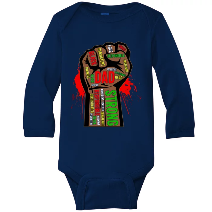 Black Dad African American Melanin Pride Black History Month Gift Baby Long Sleeve Bodysuit