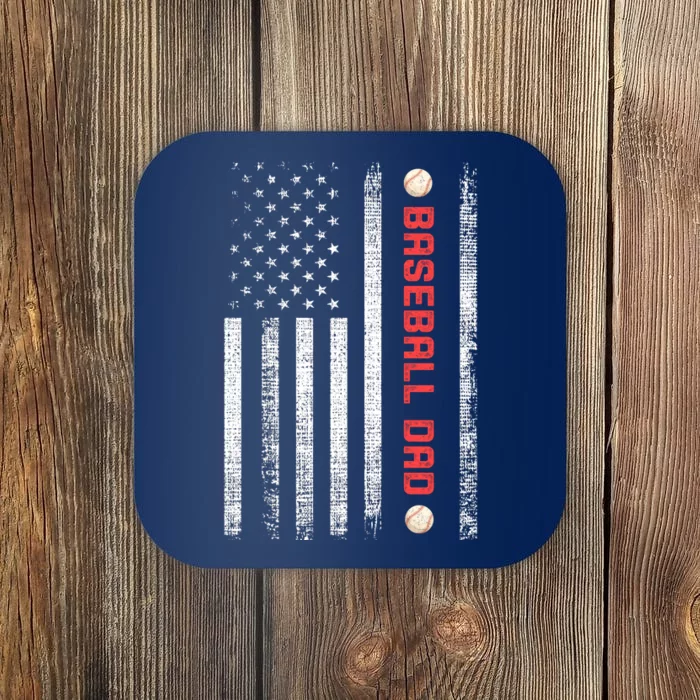 Baseball Dad American Flag Cool Father's Day Gift Coaster