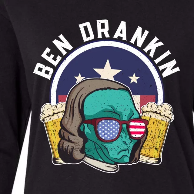 Ben Drankin Alien Usa Funny 4th Of July Cool Gift Womens Cotton Relaxed Long Sleeve T-Shirt