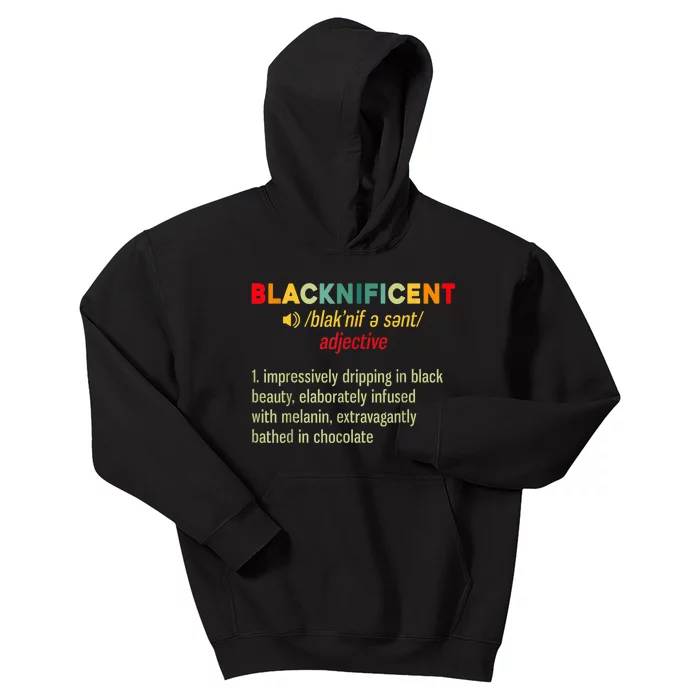 Blacknificent Definition Afro African Pride Black Kids Hoodie