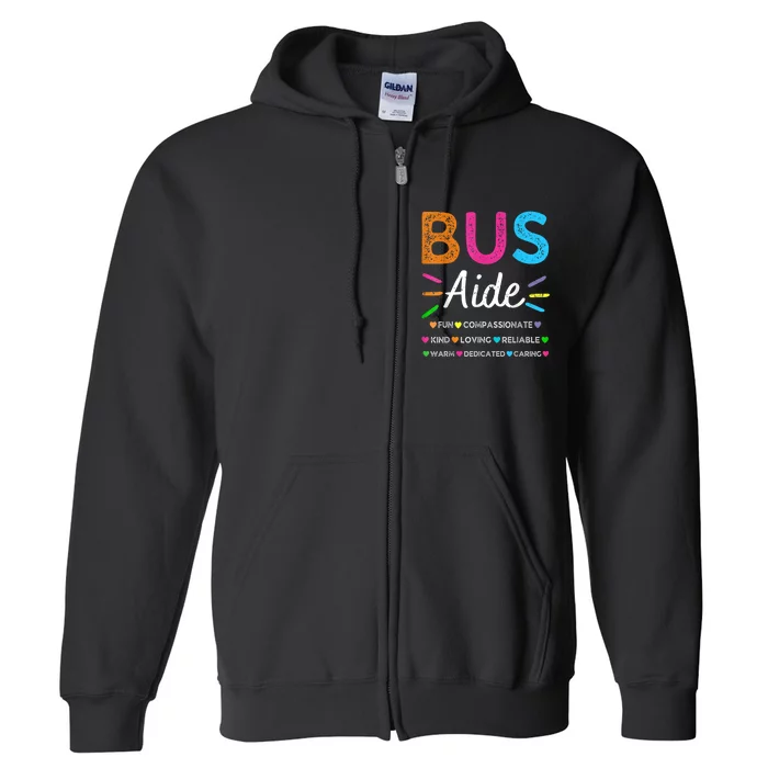 Bus Driver Aide Back To School Matching Group Squad Full Zip Hoodie