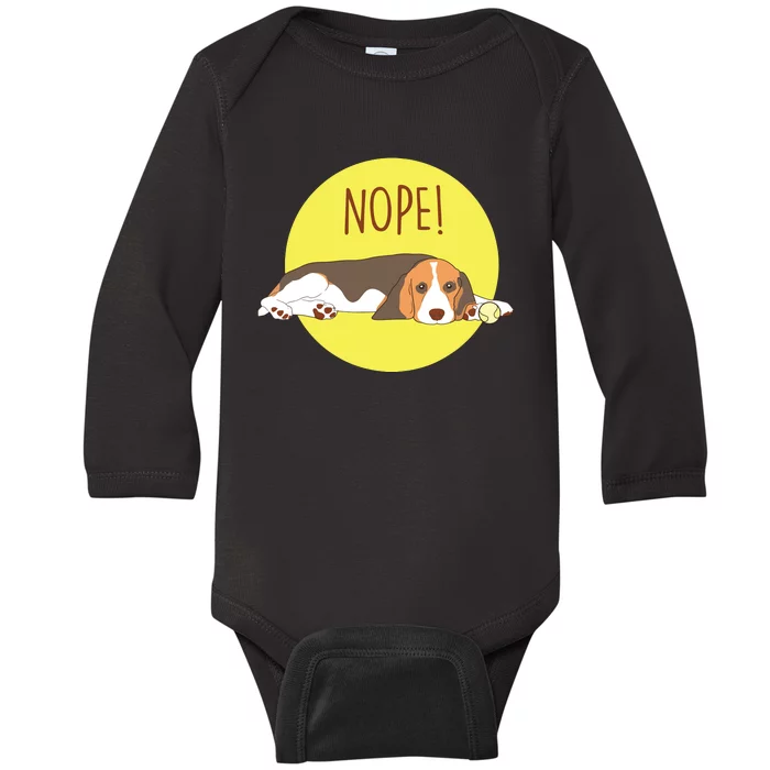 Beagle Dog And Dog Owner Lazy Beagle Baby Long Sleeve Bodysuit