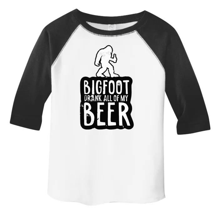 Bigfoot Drank All Of My Beer Lovers Funny Sasquatch Camping Toddler Fine Jersey T-Shirt